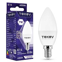 Лампа светодиодная 7Вт С37 4000К Е14 176-264В | код. TKE-C37-E14-7-4K | TOKOV ELECTRIC