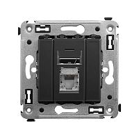 Компьютерная розетка RJ-45 в стену, кат.6 экранированная одинарная,Avanti, Черный матовый | код 4412393 | DKC