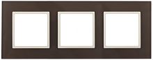 Рамка на 3 поста, стекло, Эра Elegance, мокко+сл.кость, 14-5103-31 | код Б0034521 | ЭРА