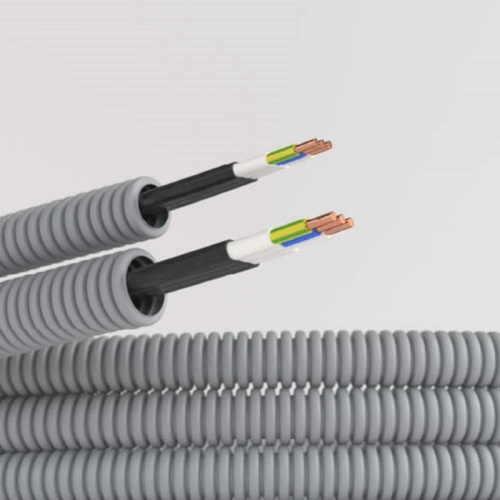 Электротруба ПВХ гибкая гофр. д.20мм, цвет серый, с кабелем ВВГ-Пнг(А)- LS3х1,5мм? Конкорд, 100м | код 9L920100KF | DKC