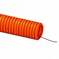 Труба ПНД гибкая гофр. д.32мм, лёгкая с протяжкой, 25м, цвет оранжевый (упак. 25м) | код. 71932 | DKC