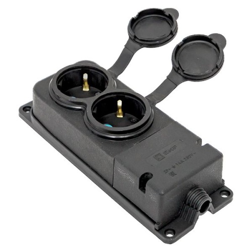 Роз, (колодка) двухмест, с защит, крышками каучуковая 230В 2P+PE 16A IP44 PRO | код RPS-018-16-230-44-r | EKF фото 3