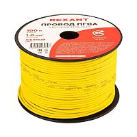 Провод ПГВА 1х1.00 мм2, желтый, бухта 100 м, | код 01-6522 | REXANT