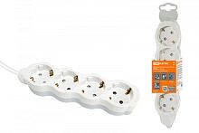 Удлинитель бытовой Люкс УЛ04 4 гнезда, 3м, с/з, с з/ш, ПВС 3х1мм2 16А/250В бело-серый TDM | код SQ1303-0236 | TDM