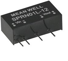 Источник питания DC-DC, 1Вт, вход 22.8…26.4В, стабил. выход 15В/67мА, изоляция 1500В DC, SIP6, 19.6х7.1х10.14мм, -40С…+90С | код SPRN01N-15 | MeanWell