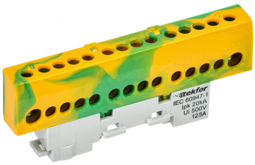 TEKFOR Шина PE земля изолированная на универсальном держателе 8х12-14-ЖЗ IEK | код TF-NN20-14-KL-K52 | IEK TEKFOR Шина PE земля изолированная на универсальном держателе 8х12-14-ЖЗ IEK | код TF-NN20-14-KL-K52 | IEK