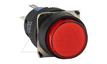 Кнопка плоская LA115-C, возврат, красная, круглая, подсветка 24VAC/DC, 1NO+1NC, 16mm, IP40 | код LA115-C-11AD/R/24V | GQELE