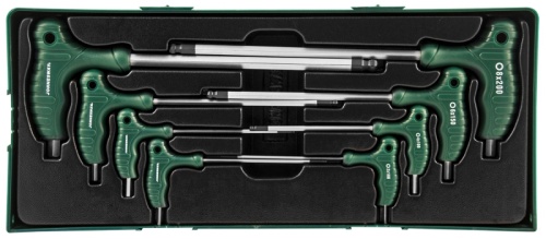 H10MB08SP Комплект угловых шестигранников двусторонних с шаром 2-10мм , 8 предметов (ложементы) | код H10MB08SP | JONNESWAY