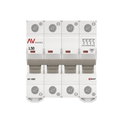 Выключатель автоматический AV-10 DC 4P 50A (L) 10kA EKF AVERES | код mcb10-DC-4-50L-av | EKF фото 5 Выключатель автоматический AV-10 DC 4P 50A (L) 10kA EKF AVERES | код mcb10-DC-4-50L-av | EKF фото 5