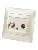 Розетка TV (мама) + SAT (F-разъем) 0-2400МГц перламутр Лама TDM | код SQ1815-0820 | TDM