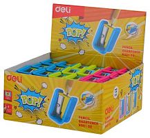 Точилка для карандашей ручная Deli ER00100 PoP 1 отверстие пластик ассорти дисплей | код 1048814 | DELI