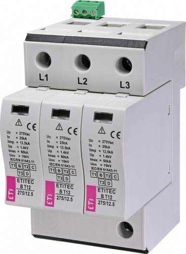 Ограничитель перенапряжения ETITEC B T12 275/12,5 (3+0) 3p, RC | код 002440322 | ETI