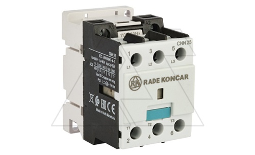 Контактор CNN 25 00 110V 50Hz, 3P, 25A/(40A по AC-1), 11kW(400VAC), 110VAC | код EAC603003 | Rade Koncar