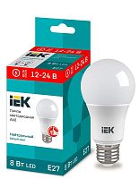 Лампа светодиодная A60 шар 8Вт 12-24В 4000К E27 (низковольтная) | код LLE-A60-08-12-24-40-E27 | IEK