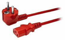 Шнур питания C13-Schuko угловая, 3х0.75, 220В, 10А, красный, 1 метр | код LAN-PP13/SHA-1.0-RD | LANMASTER
