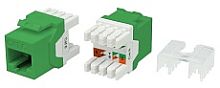 Hyperline KJ8-8P8C-C6-180-GN Вставка Keystone Jack RJ-45(8P8C), категория 6, тип 180 градусов, зеленая | код 432640 | Hyperline