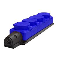 Колодка удлинителя 4-м Компакт 1ф с загл IP44 16А каучук син. UNIVersal | код 3045 | Universal