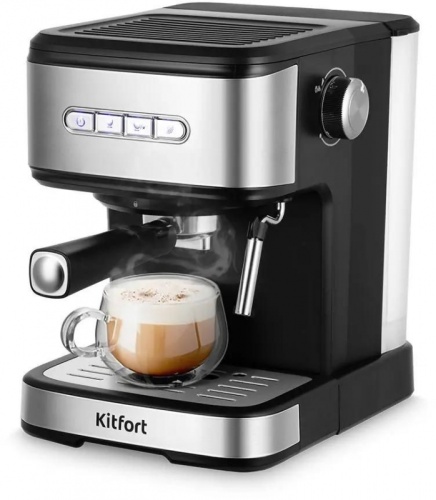 Кофеварка рожковая Kitfort КТ-7225 850Вт нержавеющая сталь/черный | код 2023655 | KITFORT Кофеварка рожковая Kitfort КТ-7225 850Вт нержавеющая сталь/черный | код 2023655 | KITFORT