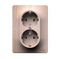 Розетка двойная Glossa 16А с заземл. в сборе сосна | код GSL001524 | Systeme Electric