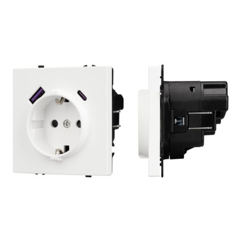 Механизм розетки с USB зарядкой SCT-NOBE-MUAC-SFPL-WH 230В 16А Arlight 054284