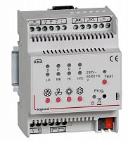 KNX. Контроллер управления фанкоилами ON-OFF (3 скорости вентилятора, 2 клапана ON-OFF, доп.бинарный вход). DIN 4 модуля | код 002697 | Legrand