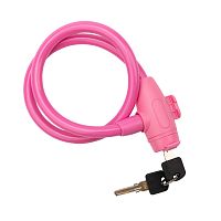 Тросовый замок взломостойкий для велосипедов и колясок с ключом 65 см розовый | код 79-0364 | ЧЕТЫРЕ СЕЗОНА