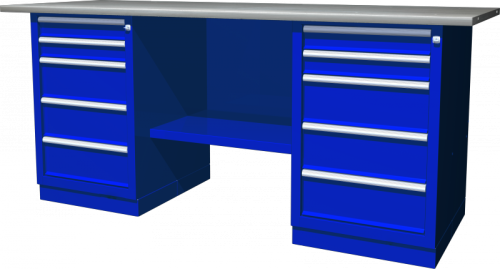 OWB2-55 Верстак с двумя тумбами, тумбы по 5 ящиков, 1900х686х820 мм | код OWB2-55 | Ombra