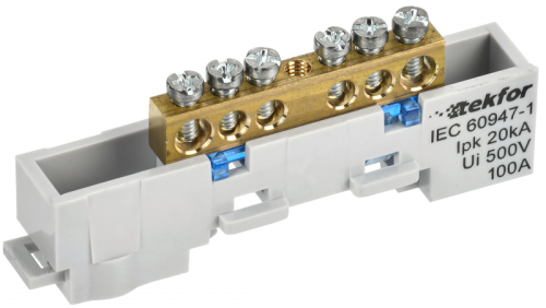 TEKFOR Шина N ноль неизолированная на универсальном держателе 6х9-6-С IEK | код TF-NN10-06-DL-K07 | IEK