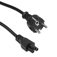Шнур сетевой для ноутбука 3-х полюсный прямой-евро RUICHI, вилка CEE7/4 - розетка IEC С5, 1.8 м, 3x0.75 мм2, черный | код 112902 | Ruichi