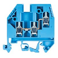 Клемма проходная, 3 точки подключения, тип фиксации провода: винтовой, номинальное сечение: 4 мм кв., 32A, 500V, ширина: 6 мм, цвет: синий, тип монтажа: DIN 35 | код 57.504.5055.6 | Wieland