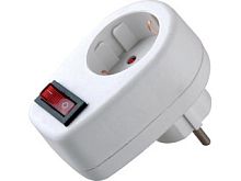 Volsten SA 1/1-ZDV белая (евророзетка-переходникземля-земля с выкл.,заземлением,защитой от детей) | код 9378 | Volsten