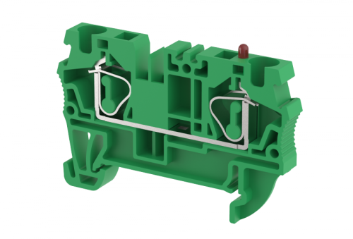 Клемма проходная пружинная 4 мм2, на 2 подключения, зеленая SQ4-GREEN | код 2103010003 | Elmex