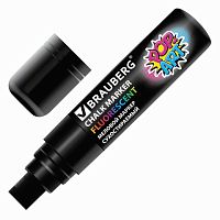Маркер меловой BRAUBERG POP-ART, сухостираемый, для гладких поверхностей, 15мм, ЧЕРНЫЙ, 151544 | код 151544 | BRAUBERG