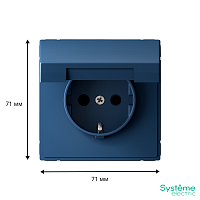 ARTGALLERY РОЗЕТКА с заземл. со шторк. с крышк., 16А, IP20, механизм, быстрозажимные клеммы, аквамарин | код GAL001146S | Systeme Electric