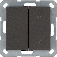 Выключатель двухклавишный для штор 10A 250V~ с накладкой, цвет Мокко | код G3028Z | Jasmart