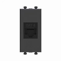 Avanti Компьютерная розетка RJ-45 без шторки модульная кат.6 Черный матовый 1 модуль | код 4412691 | DKC