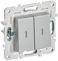 SKANDY Выключ. 2-кл. прох. с инд. 10А SK-V10S сереб. IEK | код SK-V22-1-10-K23 | IEK