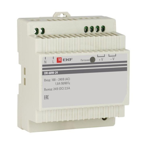 Блок питания 24В DR-60W-24 | код dr-60w-24 | EKF