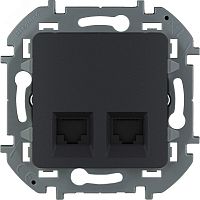 Механизм розетки компьютерной RJ45 2-м Inspiria CAT.6 UTP антрацит Leg | код 673843 | Inspiria(группа Legrand)