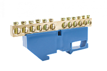 Шинки нулевые латунные на дин-опоре ШНИ 8х12мм 12 отв. цвет синий | код DBN-28-12N | Engard