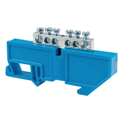 Шина "0" N (6x9мм) 6 отв, цинк синий изолятор на DIN-рейку | код sn1-63-06-d | EKF фото 2