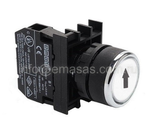 Кнопка нажимная, белая, вертикальная стрелка | код B100DBOD | EMAS