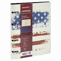 Тетрадь на кольцах А5 (180х220 мм), 80 л., под кожу, BRAUBERG VISTA, USA , 112122 | код 112122 | BRAUBERG