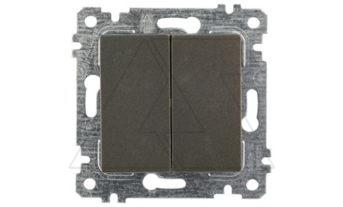 Rita - Выключатель двухклавишный, пруж. зажимы, дымчатый | код 2200-402-0195 | Mutlusan