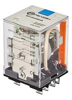 RP7.33.9.220.05 Силовое реле 3 перекидных контакта 16А (= 220В DC) блокируемая кнопка проверки + светодиод | код RP733922005 | РЕЛЕОН