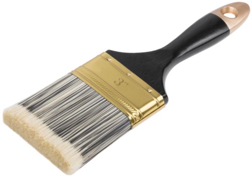 Кисть флейцевая "Стайл" искусственная черно-белая щетина деревянная ручка 3дюйм (75мм) FIT 01187