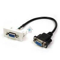 Вставка Mosaic 22.5x45 с адаптером VGA D-SUB (HDB-15) мама, со шнуром 3 м мама, белая | код LAN-WA-LP-VGA-FF-3.0 | LANMASTER