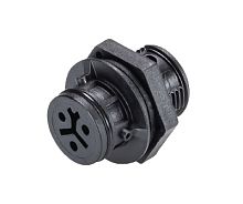 Розеточный разъем в панель М14, IP68(69k), 3 полюса, цвет: черный, номинальные характеристики: 250V/400V 8A, серия gesis RST MICRO | код 41.031.4053.1 | Wieland