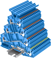 TPFS2.5-2T-BU Клемма TP 4-уровневая, угловая с держателем маркировки, с заземл., Push-in, сеч.2.5мм2, син., шт | код TPFS2.5-2T-BU | SUPU