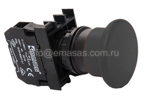 Кнопка Грибок черная B200MH | код B200MH | EMAS Кнопка Грибок черная B200MH | код B200MH | EMAS